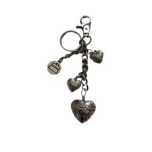 Kathy Van Zeeland - Silver Toned With 3 Hearts - Key Chain / Fob - 6"